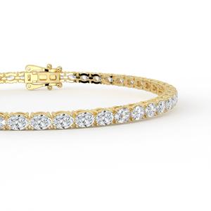 Pulsera de tenis POOJA DIAMOND con diamantes de corte ovalado delicado, oro de 14k y 18k, lujo clásico, con engaste de puntas laterales, certificado IGI - Product Image 3