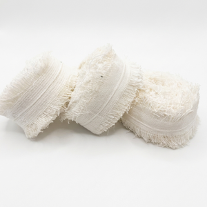 Fuzzy Fringed Linen Ribbon Rolls Rustic Boho Wedding Decorative Trim Textured Craft Fabric Edging Soft Frayed Edge Single Face - Product Image 1