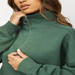 Womens Dark Green Half Zip Sweatshirt And <b>Matching</b> <b>Joggers</b> <b>Set</b> Premium Heavyweight Fleece Pullover Loungewear Two Piece Outfit - Product Image 4