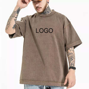 T-shirt d'été oversize en coton épais délavé pour homme, coupe épaules tombantes, style vintage - Product Image 5