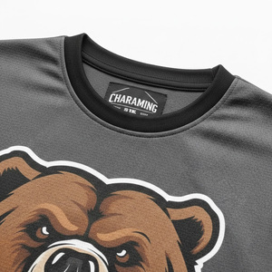 Camiseta Corta para Hombre de 300GSM - Diseño Holgado Estilo Urbano Vintage con Mangas Largas Estampadas y Desgastadas - Product Image 3