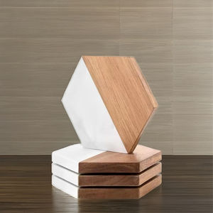 Ensemble de sous-verres classiques écologiques faits à la main, épaisseur 5 mm, en pierre, bois et résine, pour la décoration de la maison, cadeaux personnalisés - Product Image 1