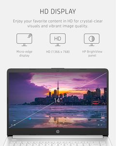 H/P 14 Laptop Intel Celeron N4020 4 GB RAM 64 GB <b>SSD</b> Storage 14-inch Micro-edge HD Display Windows 11 Home New Thin & Portable - Product Image 3