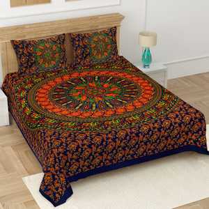 Handmade Printed Cotton Bedding Set With Hand Block Print Pattern Bohemian Style All Season Home Use <b>Double</b> King Size Bedsheets - Product Image 2