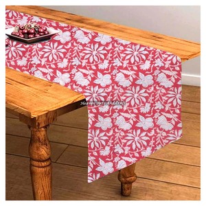 Indian Floral Hand Block Printed Pure Cotton Cloth Table <b>Runner</b> Wedding Events Home Decor Party Farmhouse For Wedding Event Home - Product Image 1