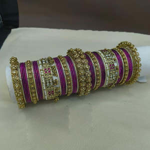 Gold Plated Crystal Stone Pearl <b>Bangle</b> <b>Set</b>-Fashion Jewelry - Product Image 4