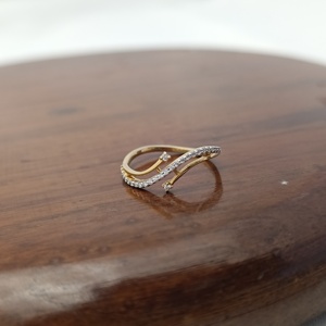 18K Solid <b>Gold</b> Diamond Curved Open <b>Ring</b> Pave <b>Set</b> Minimalist Wrap Design Elegant Stackable <b>Ring</b> for Women Daily Wear Gift - Product Image 5