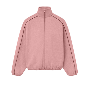 Unisex Oversized Fleece Zip-Up Jacket Solid Stand Collar Casual Regular Sleeve Autumn Knitted Top - Product Image 2