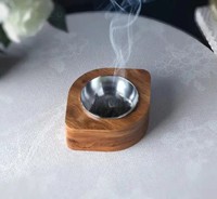 Brûleur d'encens Bakhoor religieux en bois d'acacia miniature gravé, écologique, fait main, de luxe, élégant, pour Ramadan et Aïd