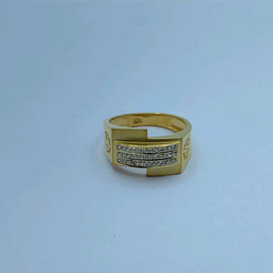 Elegant 22K Gold <b>Mens</b> <b>Ring</b> with Triple Diamond Strip Design Classic Designer Finger <b>Ring</b> Luxury Jewellery <b>for</b> Daily Wear - Product Image 2