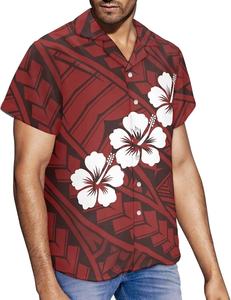 Ensemble 2 pièces personnalisé OEM grande taille : Robe Puletasi col rond pour femme et chemise col rigide pour homme, motif îles du Pacifique, pour couples - Product Image 4