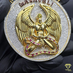 Pendentif médaillon aile d'ange Makaveli de luxe, style hip-hop, bijou tendance inspiré des célébrités, pendentif de fête brillant - Product Image 2