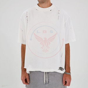 <b>Top</b> Selling Unique Design Plus Size Solid Casual <b>Distressed</b> T-Shirts 180 Grams High Quality Eco-Friendly Quick Dry Breathable - Product Image 2