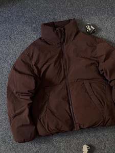 Custom Mens High Quality Brown Matte Polyester Puffer Jacket Wholesale Heavyweight Warm Winter Bubble <b>Coat</b> - Product Image 4