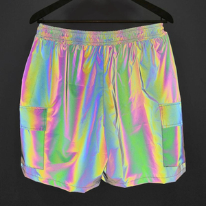 Shorts cargo réfléchissants holographiques pour hommes, été, jogging, cyclisme, brillent la nuit, multi-poches, shorts de sport décontractés pour hommes - Product Image 5