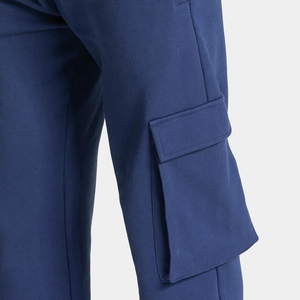 Pantalon cargo en molleton bleu marine pour homme, taille élastique avec cordon de serrage, plusieurs poches, style streetwear décontracté, poids moyen, style automne - Product Image 4