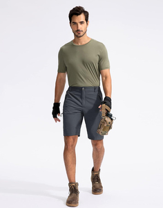 กางเกงขาสั้นคาร์โก้ผู้ชายผ้าแคนวาสโพลีเอสเตอร์แบบเรียบสีพื้นสำหรับออกกำลังกาย แห้งเร็ว ระบายอากาศได้ดี ซับเหงื่อ พร้อมโลโก้แบบกำหนดเอง - Product Image 6