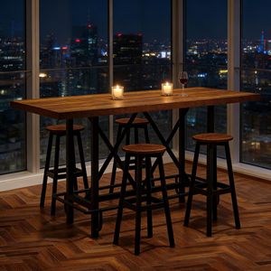 โต๊ะบาร์ทรงสูงสำหรับร้านอาหารสไตล์ฟาร์มเฮาส์ โต๊ะรับประทานอาหารแบบไม่มีที่วางเท้า - Product Image 2