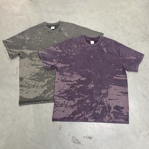 Custom logo Burn-out Print Acid Wash 100% <b>Polyester</b> Soft Regular Fit Vintage Streetwear Blank Skipped Stitch Loose <b>Tshirt</b> Men - Product Image 4