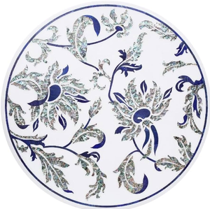 Plateau de table rectangulaire en marbre, orné de motifs traditionnels raffinés, avec un centre ovale, incrustation en os de marbre, en gros. - Product Image 6