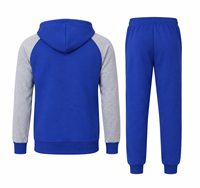 Ensemble de survêtement deux pièces pour homme, grande taille, hiver, color block, à capuche, zippé, avec pantalon de jogging à cordon de serrage, tenue sportive