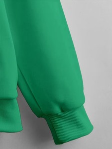 Sudadera con Capucha Verde Unisex de Talla Grande Personalizada, Cierre de Cremallera, Corte Regular, Color Sólido, Informal, de Algodón Tejido, para Otoño - Product Image 4