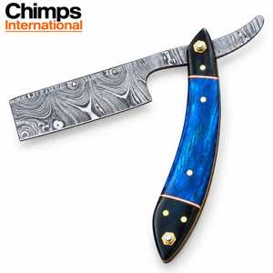 Couteau de barbier classique en acier Damas fait main, manche en bois personnalisable, option OEM idéale pour les couteaux de garçons d'honneur - Product Image 1