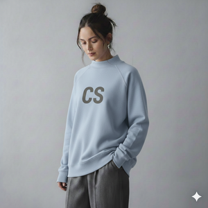 Sudadera Oversize de Cuello Alto para Mujer con Estampado de Letras, Tejida, Manga Larga, Logotipo Frontal Asimétrico, Cuello Simulado, Otoño - Product Image 3