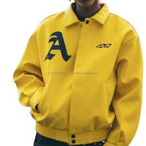 Veste bomber en cuir avec logo brodé personnalisé pour hommes - Product Image 1