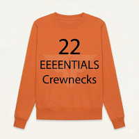 Vente directe usine ESSENTIAL Spring Light Oatmeal Oversized Crewneck Sweatshirts Noir avec logo en flocage 3D et poche, style décontracté