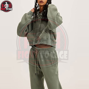 Newest Casual Wear Outfits Plain Long Sleeve <b>Top</b> Product Ladies <b>Crop</b> Hoodie And Jogger Sets Women Pullover Tracksuit Set - Product Image 4
