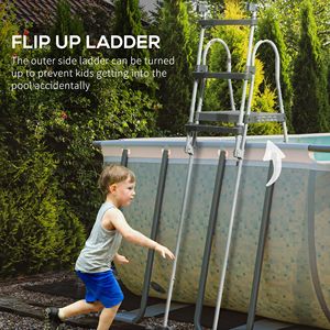 Échelle de piscine hors sol de 70 po avec plateforme en A de 48 po, marches antidérapantes et mains courantes arrondies, plateforme supérieure pour escalier de piscine - Product Image 6