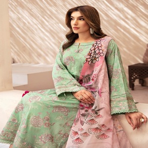 <b>Eid</b> Heavy Party <b>Dresses</b> for Women Embroidered Pure Cotton Lawn Three Piece Unstitch Salwar Kameez Ramsha Vol ANDAAZ Long Maxi - Product Image 6