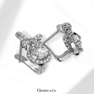 Nouvelles Boucles d'Oreilles Nœud Papillon en Moissanite Tendance 6mm Glosbe & Co Fournisseur de Bijoux OEM ODM Design Personnalisé Or Blanc/Jaune/Rose - Product Image 2