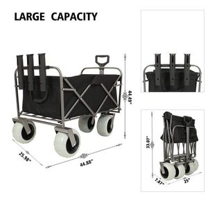 Chariot utilitaire tout-terrain à châssis en acier, chariot de pêche 9 roues avec grandes roues, capacité 500 lb, chariot de plage avec porte-cannes - Product Image 2