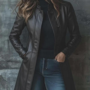 Veste en cuir véritable haut de gamme pour femme, vêtement d'extérieur, mode hivernale pour un style de vie moderne et confortable - Product Image 5