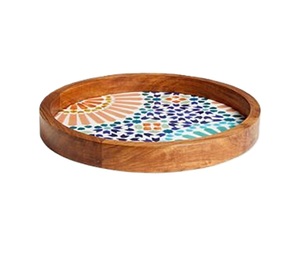 Modern Style Design Mango Wood Enamel Print Tray Decorative Trays Wood serving Tray Enamel Printing Tray at very <b>low</b> Price - Product Image 1
