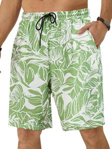 Pantalones cortos de hombre con estampado de palmeras, cintura elástica con cordón, estilo tropical, para verano, playa, vacaciones, coloridos, camisa blanca de verano para hombre - Product Image 5