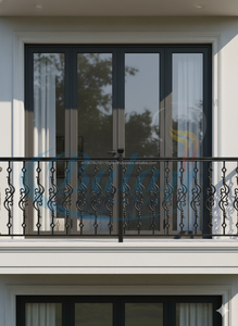 Balustre d'escalier en fer forgé moderne de haute qualité, design sans cadre, résistant à l'eau, protégé contre les UV, résistant à la rouille - Product Image 2