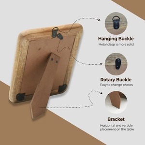 Handmade Foldable Wooden Photo <b>Frame</b> Rectangular Rustic Elegant Vintage Modern Tabletop Decor Vertical Orientation - Product Image 6