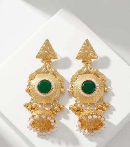 Vintage Brass Gold Plated <b>Chandelier</b> Earrings with <b>Crystal</b> Rhinestone Geometric Shape Women Gift Jewelry - Product Image 3