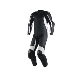 Traje de carreras para hombre, de cuero de vaca 100% auténtico, OEM, negro y blanco, personalizado, con protección - Product Image 1