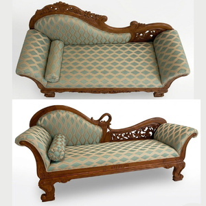 Modern Two Seat <b>Sofa</b> Bed for Villa School & Park Use Made of Solid Teak Wood with Beautiful Carving Soft <b>Foam</b> and Fine Fabric - Product Image 2