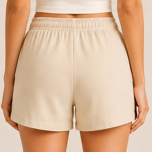 Shorts de bain pour femmes avec cordon de serrage à la taille, shorts de bain mi-taille pour femmes avec poche, shorts en coton à cordon de serrage pour femmes - Product Image 4