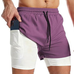 Pantalones Cortos Deportivos para Hombre 2 en 1 con Forro de Compresión, Pantalones Cortos para Correr y Hacer Ejercicio de Secado Rápido, Personalización de Marca, OEM al por Mayor - Product Image 1