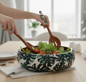 Bol en bois émaillé de qualité supérieure pour la décoration de table islamique du Ramadan, vaisselle artisanale, bol en bois fait main avec feuille tropicale - Product Image 6