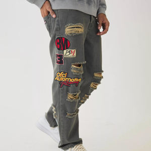 Pantalones Vaqueros de Alta Calidad al por Mayor 2025, Pantalones Vaqueros Personalizados para Hombre, Corte Ajustado, Corte Regular, con Bolsillos - Product Image 2