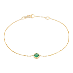 Pulsera de Oro Amarillo de 14K con Esmeralda Redonda de 3.5 mm, Piedra Única, Diseño Personalizado Unisex, Joyería al por Mayor, Piedra de Nacimiento de Mayo - Product Image 6