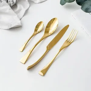 Juego de cubiertos moderno y elegante de acero inoxidable para mesas de comedor elegantes y eventos de catering, utensilios metálicos. - Product Image 4