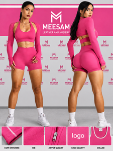 Ensemble de yoga 2 pièces en Spandex et Nylon respirant, ensemble de yoga 3 pièces en Spandex et Nylon, ensemble de yoga écologique en Spandex taille mi-haute - Product Image 2